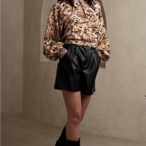 Banana Republic Tan and Black Leopard Print Top
